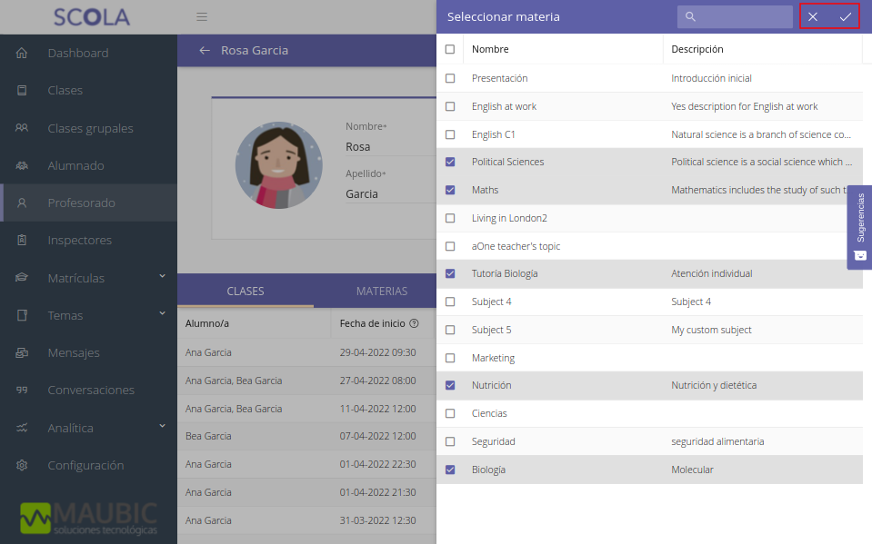 ProfesoradoMaterias